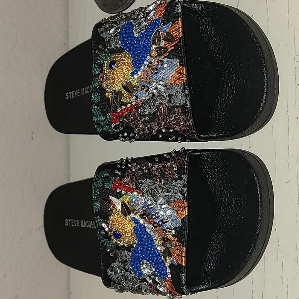 Steve Madden embellished slides